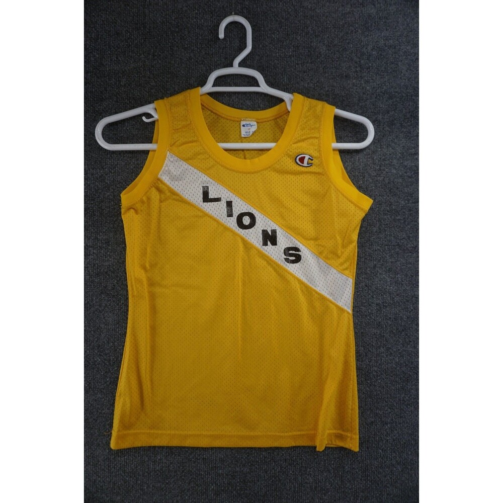 RARE Vintage 1980s Lady Champion Lions Mesh Jersey Size 10 Made USA Basketball
